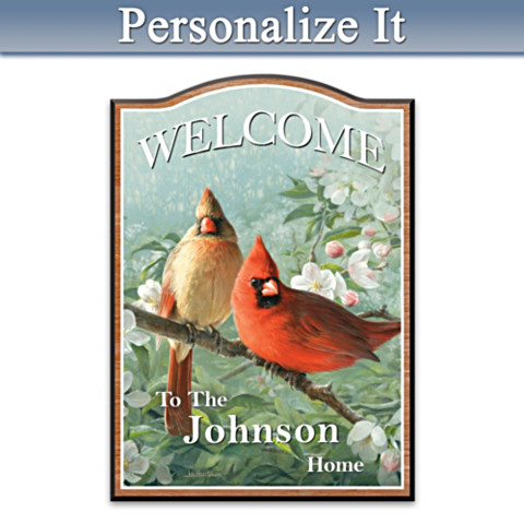 James Hautman Cardinal Art Personalized Welcome Sign James Hautman Cardinal Art Personalized Welcome Sign