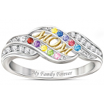 Mom's Blessings Personalized Crystal Birthstone Ring