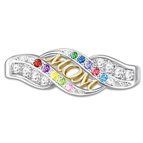 Mom's Blessings Personalized Crystal Birthstone Ring Mom's Blessings Personalized Crystal Birthstone Ring