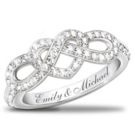 Personalized Lover's Knot Ring With 12 Diamonds Personalized Lover's Knot Ring With 12 Diamonds