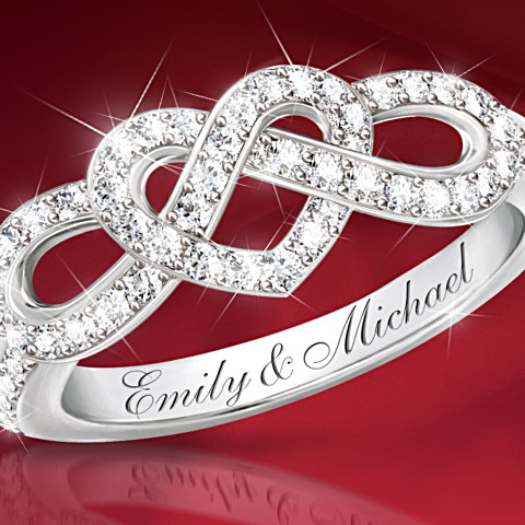 Personalized Lover's Knot Ring With 12 Diamonds Personalized Lover's Knot Ring With 12 Diamonds