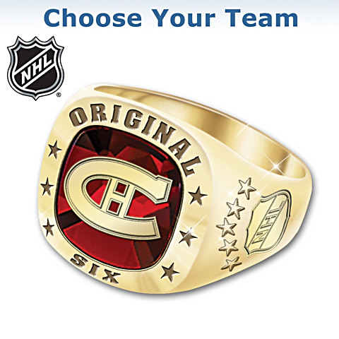Original Six Men's Ring With Vintage Logos Original Six Men's Ring With Vintage Logos
