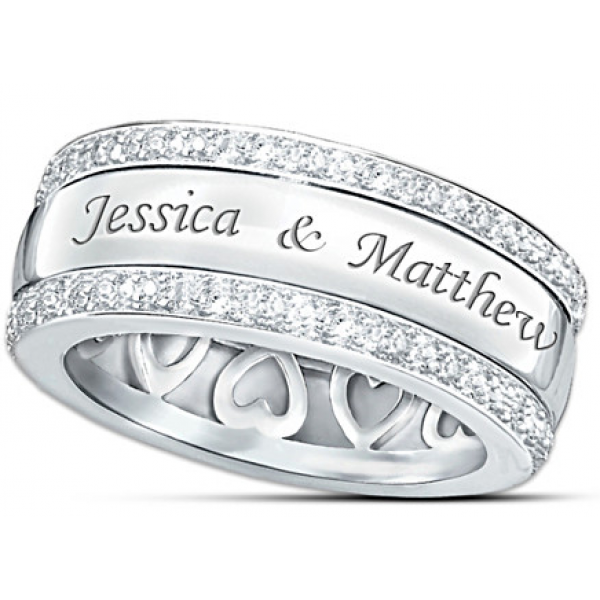 Forever Love 12-Diamond Spinning Band Personalized Ring