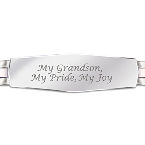 Personalized, Engraved Stainless Steel Bracelet For Grandson Personalized, Engraved Stainless Steel Bracelet For Grandson