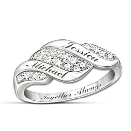 Cascade Of Love Diamond Ring With Engraved Names Cascade Of Love Diamond Ring With Engraved Names