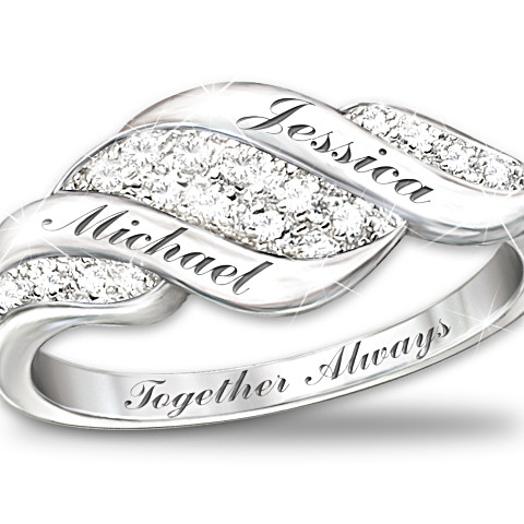 Cascade Of Love Diamond Ring With Engraved Names Cascade Of Love Diamond Ring With Engraved Names