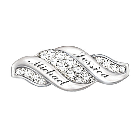 Cascade Of Love Diamond Ring With Engraved Names Cascade Of Love Diamond Ring With Engraved Names
