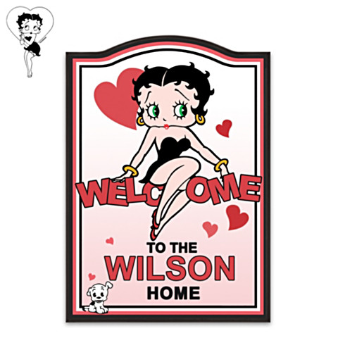 Betty Boop signe de bienvenue en bois personnalisé avec le nom Betty Boop signe de bienvenue en bois personnalisé avec le nom