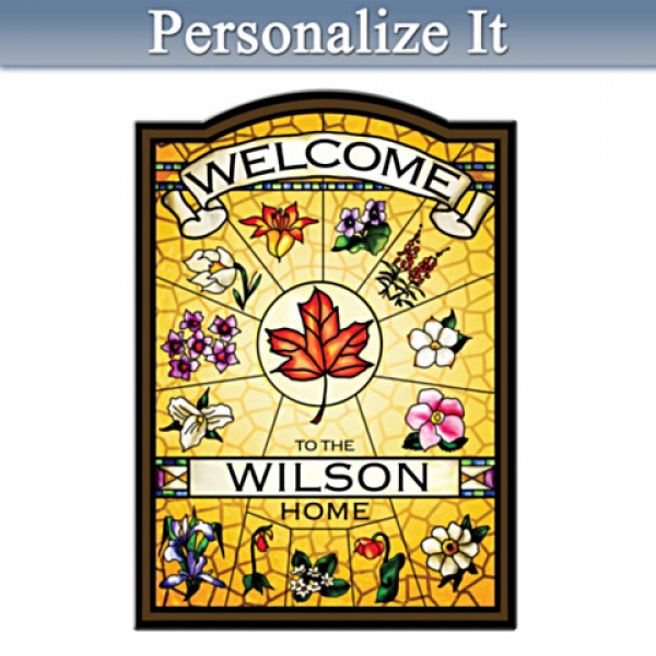 Canadian Provincial Flowers Personalized Welcome Sign