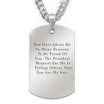 Proud To Call You Son Monogrammed Dog Tag Pendant Necklace