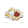 Deux cœurs deviennent une bague personnalisée en pierres précieuses et en diamants Deux cœurs deviennent une bague personnalisée en pierres précieuses et en diamants