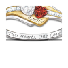 Deux cœurs deviennent une bague personnalisée en pierres précieuses et en diamants Deux cœurs deviennent une bague personnalisée en pierres précieuses et en diamants