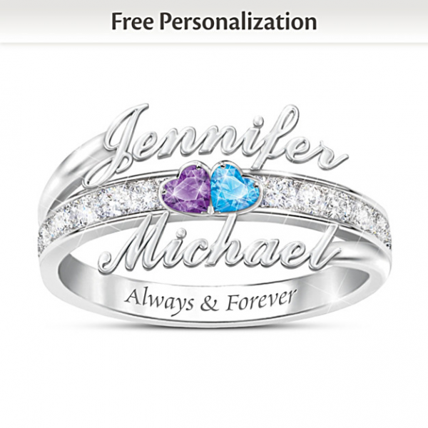 Forever Us Ring Personalized With 2 Names And Birthstones