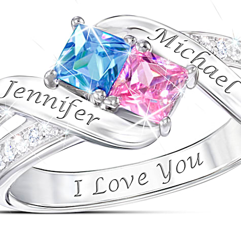 Birthstone Together Cheek To Cheek Personalized Ring Birthstone Together Cheek To Cheek Personalized Ring
