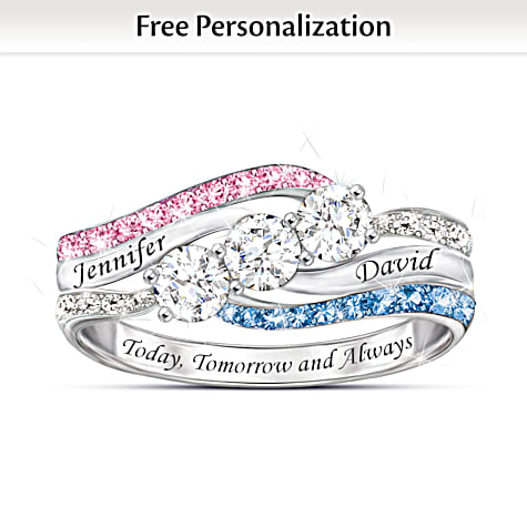 Topaz & Birthstone Forever Love Personalized Ring Topaz & Birthstone Forever Love Personalized Ring