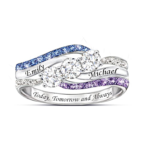 Topaz & Birthstone Forever Love Personalized Ring Topaz & Birthstone Forever Love Personalized Ring