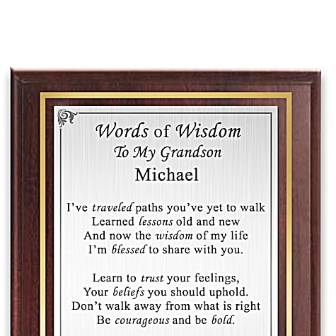 Petits-fils Mots de sagesse Décoration murale personnalisée Petits-fils Mots de sagesse Décoration murale personnalisée