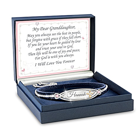 1 Diamond Granddaughter God Bless You Personalized Bracelet 1 Diamond Granddaughter God Bless You Personalized Bracelet