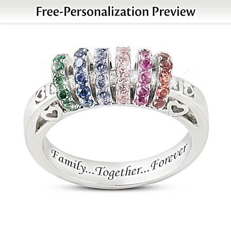 Bague de famille personnalisée en cristal coulissant Pierre de naissance Bague de famille personnalisée en cristal coulissant Pierre de naissance