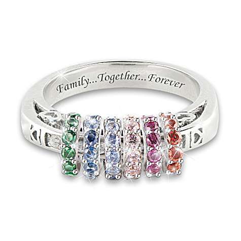 Bague de famille personnalisée en cristal coulissant Pierre de naissance Bague de famille personnalisée en cristal coulissant Pierre de naissance