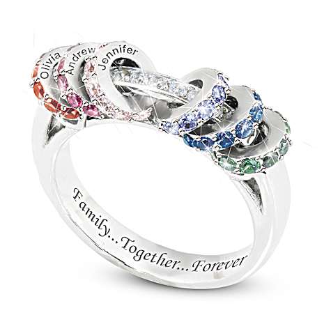 Bague de famille personnalisée en cristal coulissant Pierre de naissance Bague de famille personnalisée en cristal coulissant Pierre de naissance