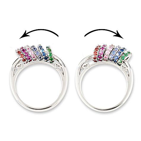 Bague de famille personnalisée en cristal coulissant Pierre de naissance Bague de famille personnalisée en cristal coulissant Pierre de naissance