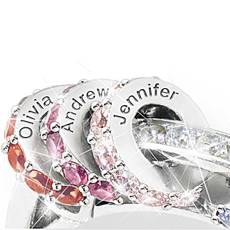 Bague de famille personnalisée en cristal coulissant Pierre de naissance Bague de famille personnalisée en cristal coulissant Pierre de naissance