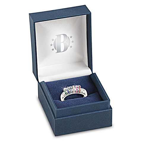 Bague de famille personnalisée en cristal coulissant Pierre de naissance Bague de famille personnalisée en cristal coulissant Pierre de naissance
