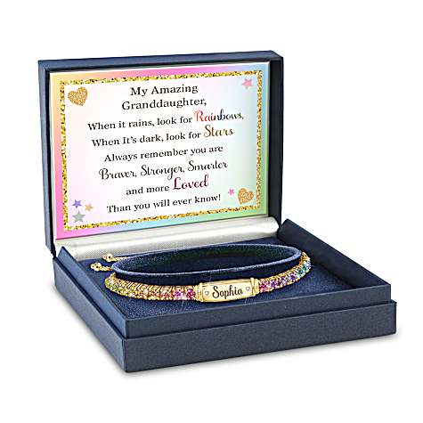 Amazing Granddaughter Personalized Rainbow Crystal Bracelet Amazing Granddaughter Personalized Rainbow Crystal Bracelet