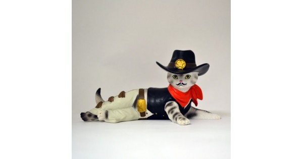 "Sheriff S Purrs" Cowboy Cat Figurine Spurs N Fur Kitty Bradford Exchange 