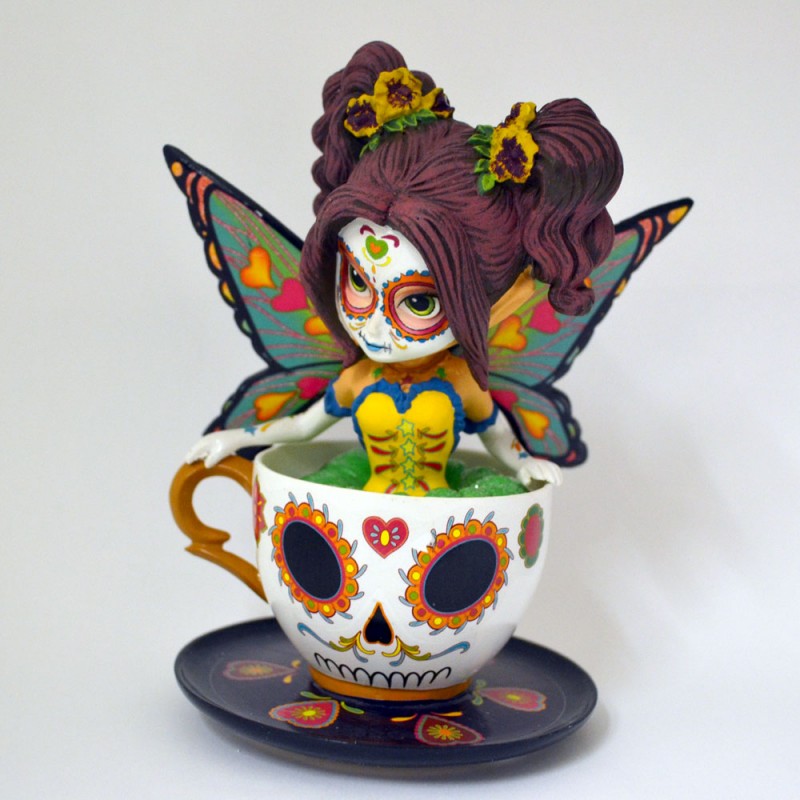 Sweet Jasmine Sugar Skull Fairy in Tea Cup Figurine Jasmine Becket-Griffith 